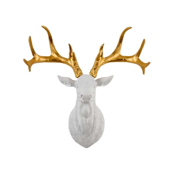 Xoxingysm Hangs 3D Stag Head Sculpture Wall Hanging Deer Statue Animal Head Artwork Decoration for Home Gallery Studio, Deer Head Pendant *1