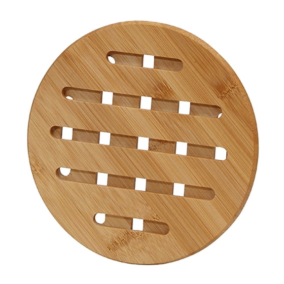 Xoxingysm Hangs Bamboo Wooden Pot Stand Non-Slip Trivet Mats Multi-Purpose Pan Pot Protectors, 1 Pc Thickened Bamboo Heat Insulation Mat/Tableware Trim - Round