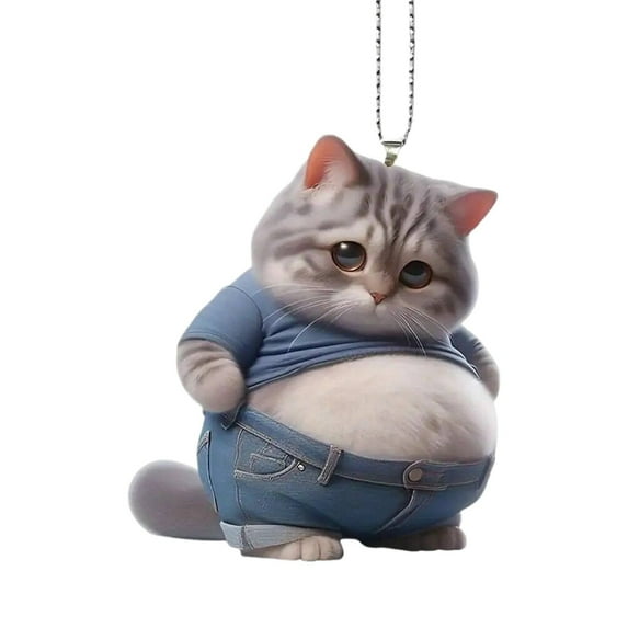 Xoxingysm Hangs Chunky Belly Cat Car Charm & Keychain His Belly! Fun Dog/Cat Keychain Car Charm with A Big Belly, 1 Pendant