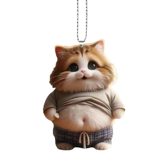 Xoxingysm Hangs Chunky Belly Cat Car Charm & Keychain His Belly! Fun Dog/Cat Keychain Car Charm with A Big Belly, 1 Pendant