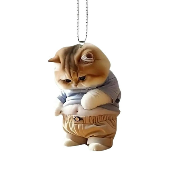 Xoxingysm Hangs Chunky Belly Cat Car Charm & Keychain His Belly! Fun Dog/Cat Keychain Car Charm with A Big Belly, 1 Pendant