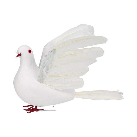 Xoxingysm Hangs Garden Decoration White Big Flying Peace White Handicraft Stick Bird Foam Bird Clip Bird Ornament, 1X Simulated Pigeon