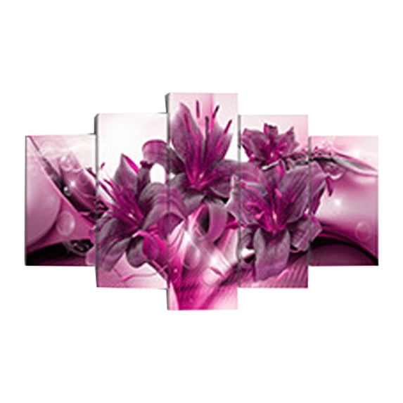 Xoxingysm Hangs Modern Flower Theme Wall Art Abstract Orchid Canvas Wall Decor Flower Abstract Painting Life Canvas Wall Art for Home Decor, 5 Canvas Wall Hangings (Frameless)