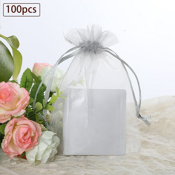 Xoxingysm Home Textile Storage 100 Pack Beautiful Colorful Organza Gift and Favour Bags 9Cm X 12Cm