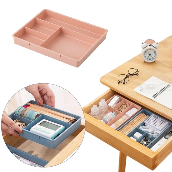 Xoxingysm Home Textile Storage A 4 Compartment Stackable Desktop Stationery Organization Box and Drawer Small Classification Storage Box