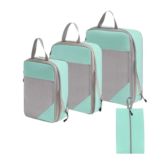 Xoxingysm Home Textile Storage Compression Packing Cubes 3/4 Set Compressible Packing Cubes with Laundry Bag Travel Packing Cubes for Carry on Luggage