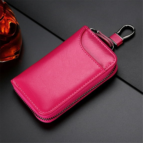 Xoxingysm Home Textile Storage High Capacity Leather Key Pouch Large Capacity Zipper Car Key Case