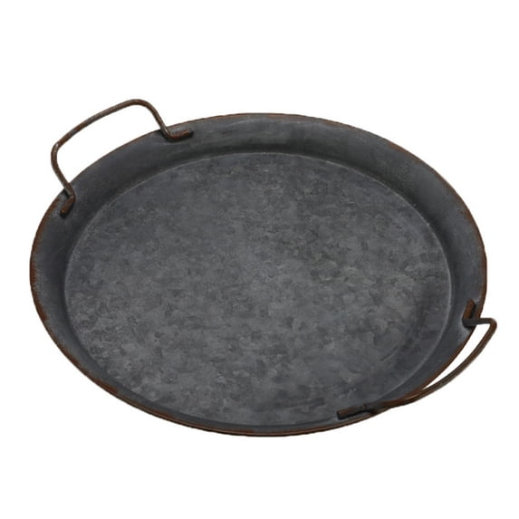 Xoxingysm Home Textile Storage Industrial Style Tray Galvanized Serving Tray for Coffee Table Home Decorative Centerpiece Tray Rustic Breakfast Serving Tray with Handles