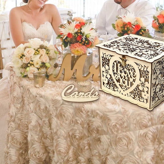Xoxingysm Home Textile Storage Wedding Card Box with Lock Diy Money Wooden Gift Boxes for Birthday Party