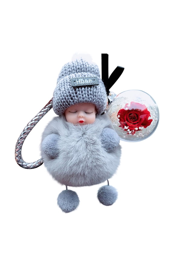 Lovely Simulation Plush Squint Doll Valentine'S Day Rose, 1X Keychain