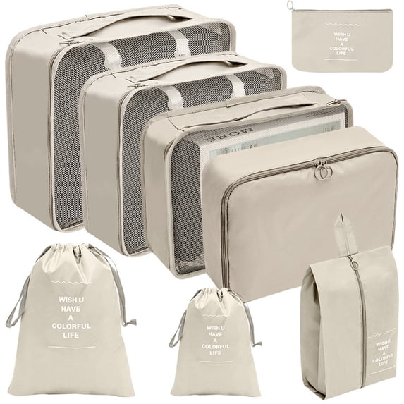 Xoxingysm Packing Cubes for Travel,Packing Cubes for Luggage , Suitcase Organizer Bags,Packing Cubes for Travel 8Pcs Travel Cubes Set Foldable Suitcase Organizer Lightweight Luggage Storage Bag