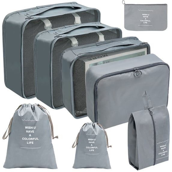 Xoxingysm Packing Cubes for Travel,Packing Cubes for Luggage , Suitcase Organizer Bags,Packing Cubes for Travel 8Pcs Travel Cubes Set Foldable Suitcase Organizer Lightweight Luggage Storage Bag