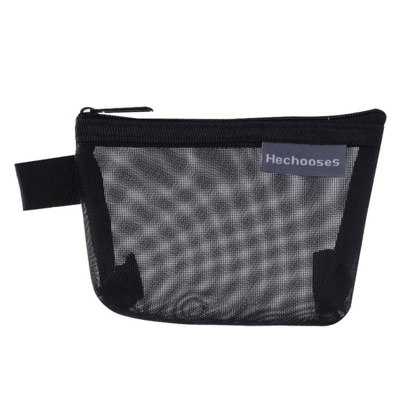 Xoxingysm Portable Mesh Storage Bag Black,Portable Mesh Storage Bag Mesh Zipper Pouch Mini Mesh Pouch Purse Multi Purpose Small Storage Bag for Home Office Travel Accessories Organizer