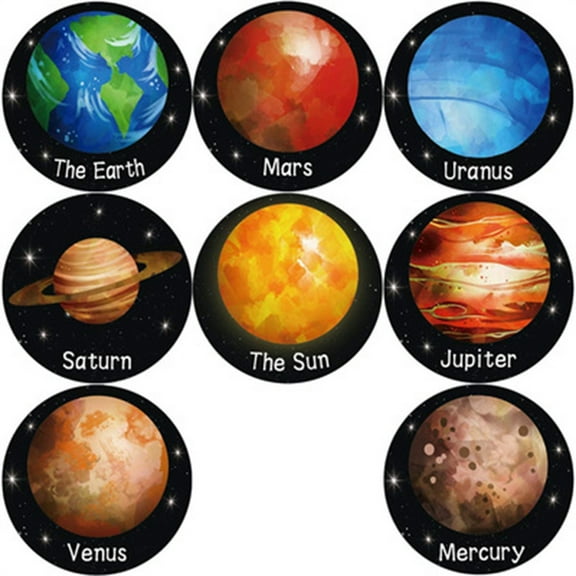 Xoxingysm Stickers 500 Pieces of 8 Pattern Roll Planet Series Decorative Stickers, 1 Roll of Stickers
