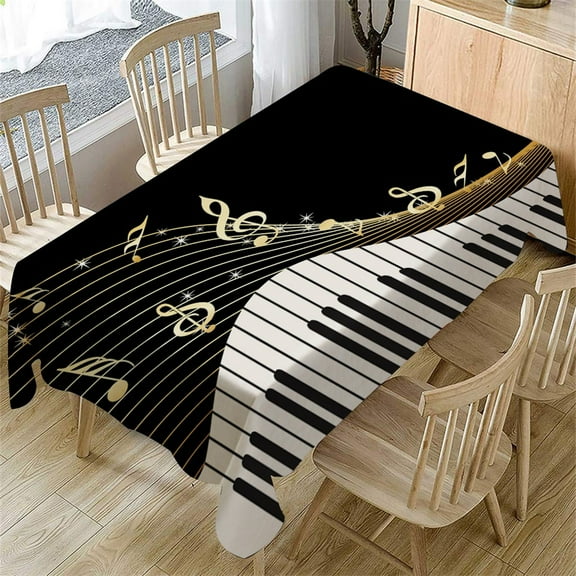 Xoxingysm Table Cloth Piano Music Pattern Table Cloth Rectangular Tea Table Cover Dining Home Decor