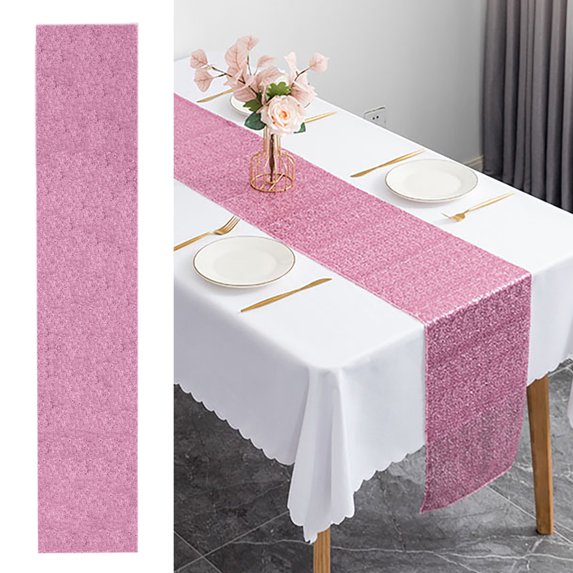 Xoxingysm Table Cloth Square Sequin Tablecloth 11.8''X63'' Glitter Sequin Sequin Fabric Tablecloth Shiny Tablecloth Cover for Birthday Wedding Party Tablecloth
