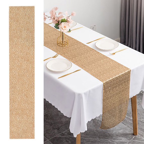 Xoxingysm Table Cloth Square Sequin Tablecloth 11.8''X63'' Glitter Sequin Sequin Fabric Tablecloth Shiny Tablecloth Cover for Birthday Wedding Party Tablecloth