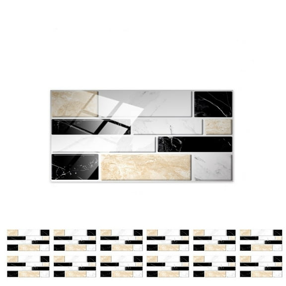 Xoxingysm Wall Stickers Adhesive Peel and Stick Wallpaper 3D Stone Design Brick Wall Tile for Home Bathroom Kitchen Backsplash 12 Packs, 12-Piece Home Renovation Crystal Tile Sticker
