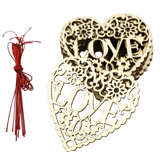 Xoxingysm Wooden Festive Wedding Supplies Valentines Day Heart Hollow Love Decoration, 10 Pieces Per Pack of Wooden Pendants
