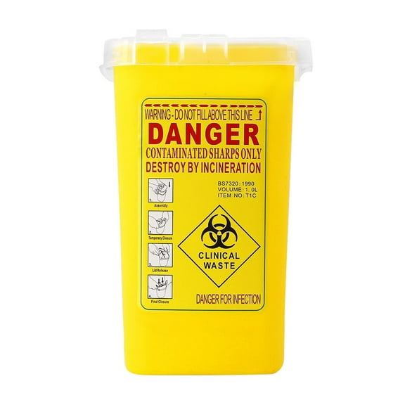 Xoxingysm Yellow Sharps Bin for Discarded Needles,Needle Red Biohazard Container Container Disposal Housekeeping & Organizers
