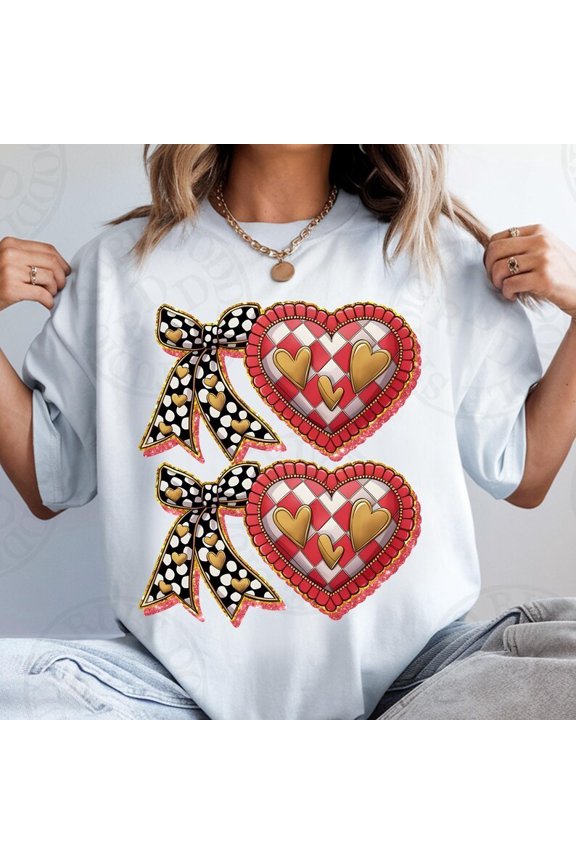 Xoxo Checkered Bow Valentine Comfort T Shirt All Size S-5XL