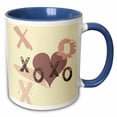 thumbnail image 1 of 3drose, Xoxo Kisses and Hugs Heart Art - Lovable, 15oz Two-tone Blue Mug, 1 of 6