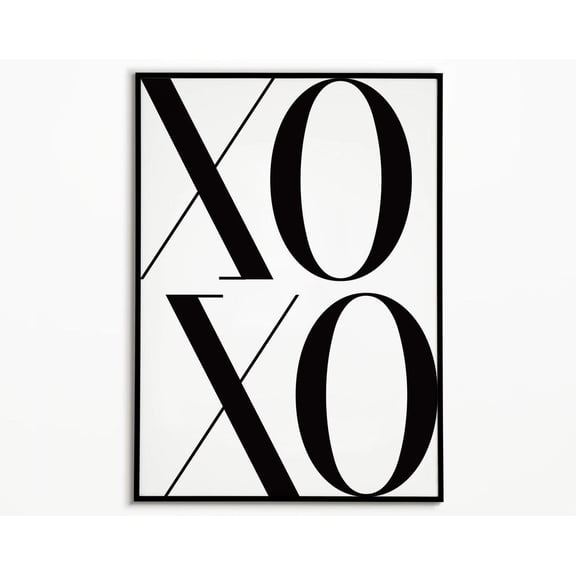 Xoxo Monochrome Print, Room Decor, Bar Cart Decor, Retro, Trendy Neutral Wall Art, Apartment Aesthetic, College Apartment Wall Art, Modern Wall Decor, 12x18 UNFRAMED