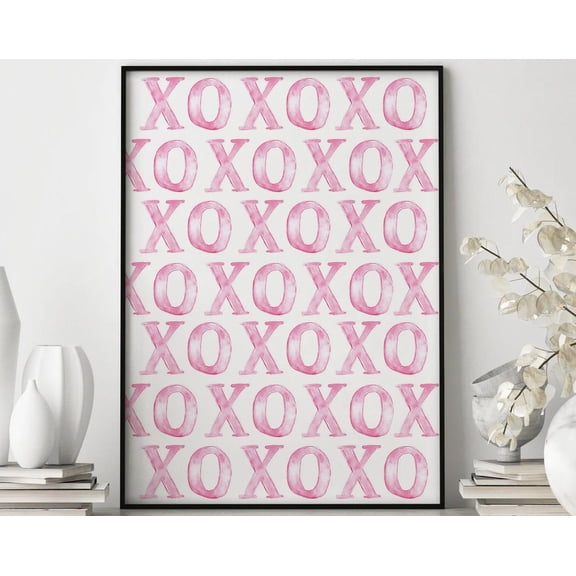 Xoxo Print, Xo Print, Pink Wall Art, Valentines Day Art, Love Gift, Gf Gift, Trendy Poster, Girly Room Art, Pink Typography Wall Art, Modern Wall Decor, 16x24 UNFRAMED