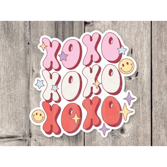 Xoxo Retro Valentines Groovy Love Coffee Lover Sticker