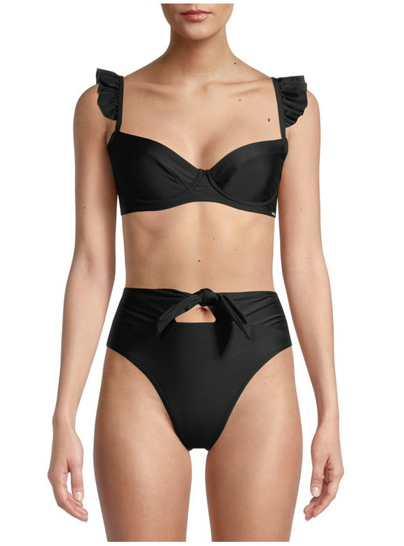 Xoxo Womens Ruffle Molded Bikini Top Swimsuit
