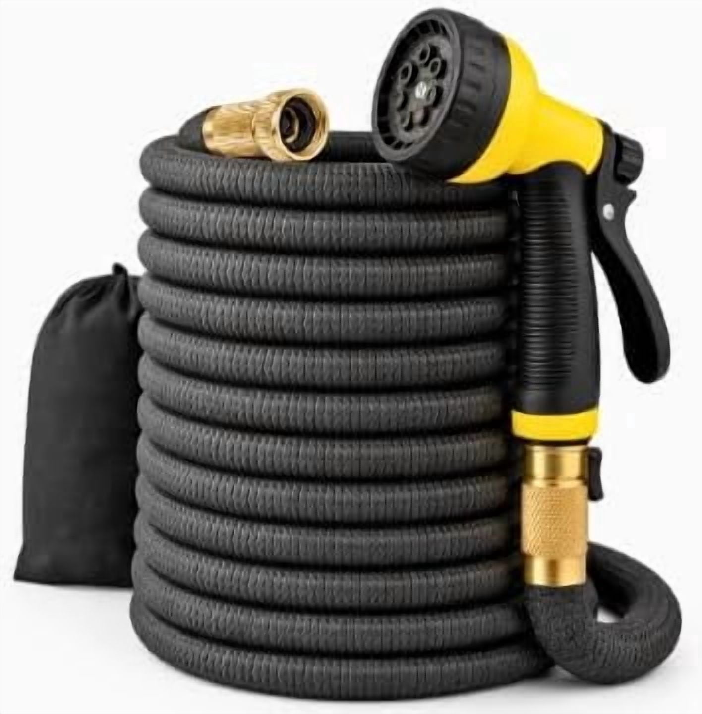 XpandaHose 75ft Expandable Garden Hose – Ultra-Strong 3750D, 4-Layer Latex Core, Brass 3/4" Connectors, 10-Pattern Nozzle & Storage Bag – Lightweight, Kink-Reducing, Leak-Resistant
