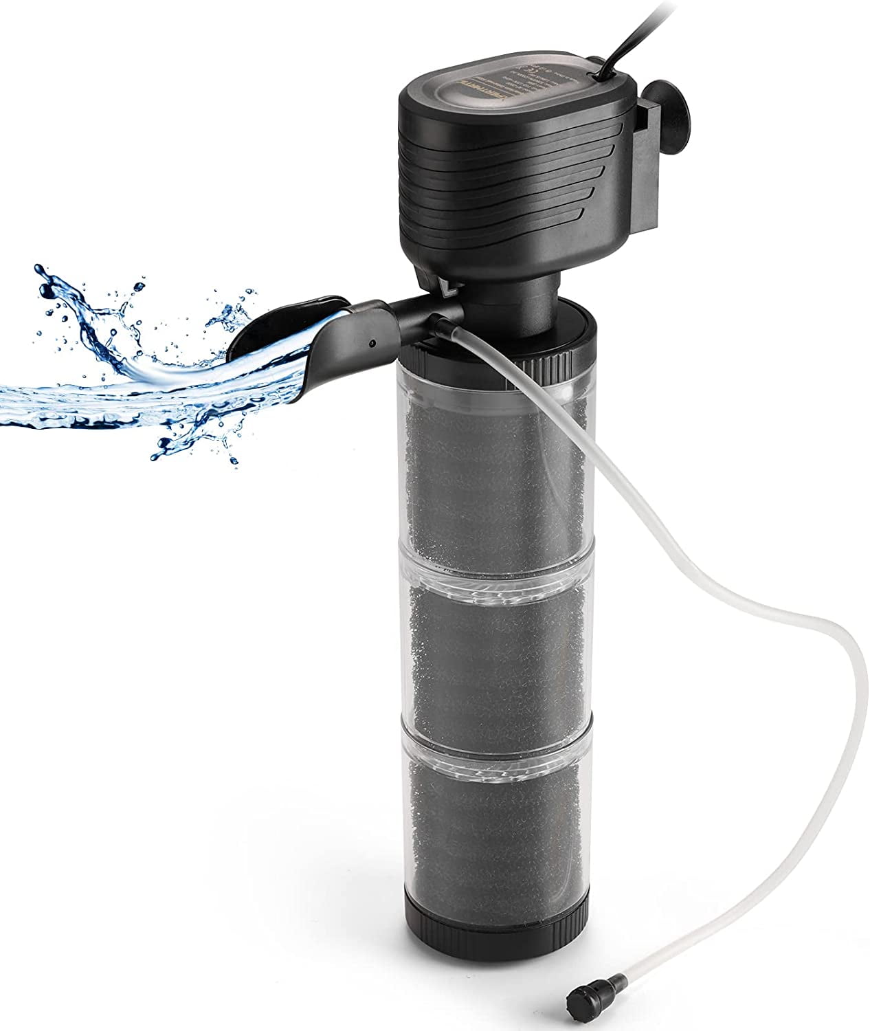 XpertMatic 35W Aquarium Filter 3 Stages, Submersible Power Filter for Up to 170 Gallon Fish Tank, 528 GPH Water Pump Canister Filter for Pond Fish Tank Saltwater Freshwater