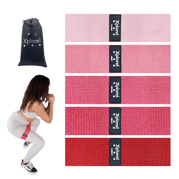 Xplorel Resistance Bands w/ Carry Bag, Exercise Guide, & Fitness Planner, 5 Pack