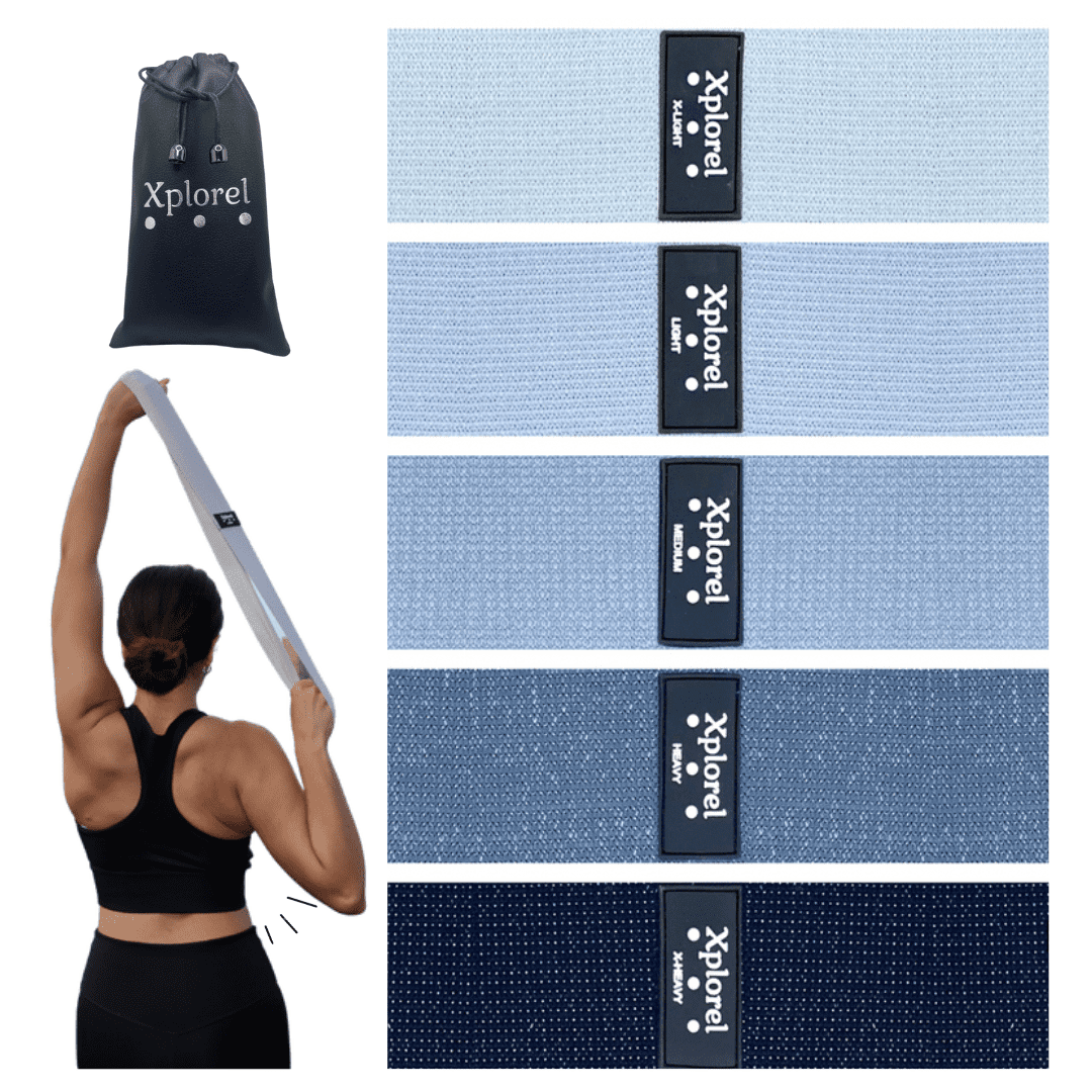 Xplorel Resistance Bands w/ Carry Bag, Exercise Guide, & Fitness Planner, 5 Pack