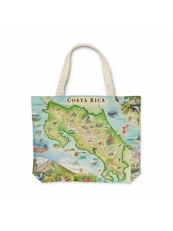 CTOTE_CR Costa Rica Map Canvas Tote Bag