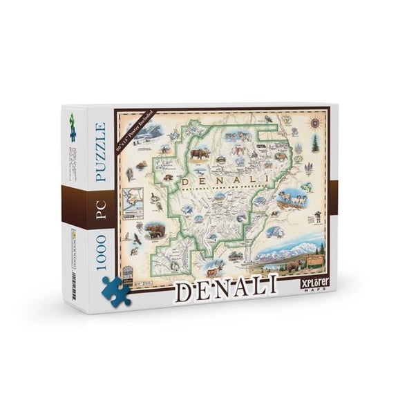 Xplorer Maps PZMCB_DENL Denali National Park Map Jigsaw Puzzles - 1000 Pieces