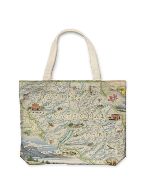 CTOTE_GNP Glacier Map Canvas Tote Bag