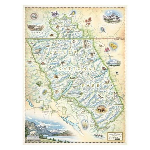 Xplorer Maps MAP_GNP Glacier National Park Hand-Drawn Map