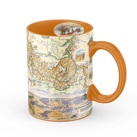 Xplorer Maps Grand Canyon National Park Map Ceramic Mug (Large 16oz) Coffee Cup, Tea, Cocoa, Hot Chocolate, Brew Mugs, and Cold Drinks, BPA-FREE - For Office, Home, Gift (Individual Mug)