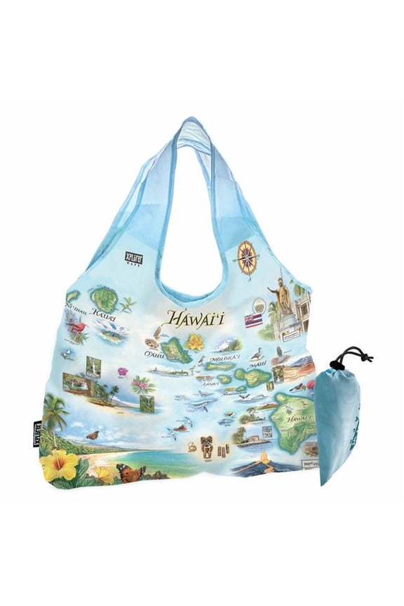 PTOTE_HI Hawai'i State Map Pouch Tote Bag