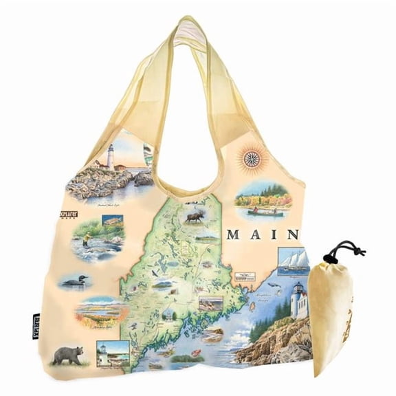 Xplorer Maps PTOTE_ME Maine State Map Pouch Tote Bag