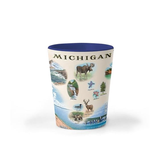 Xplorer Maps SG_MI Michigan State Map Ceramic Shot Glass