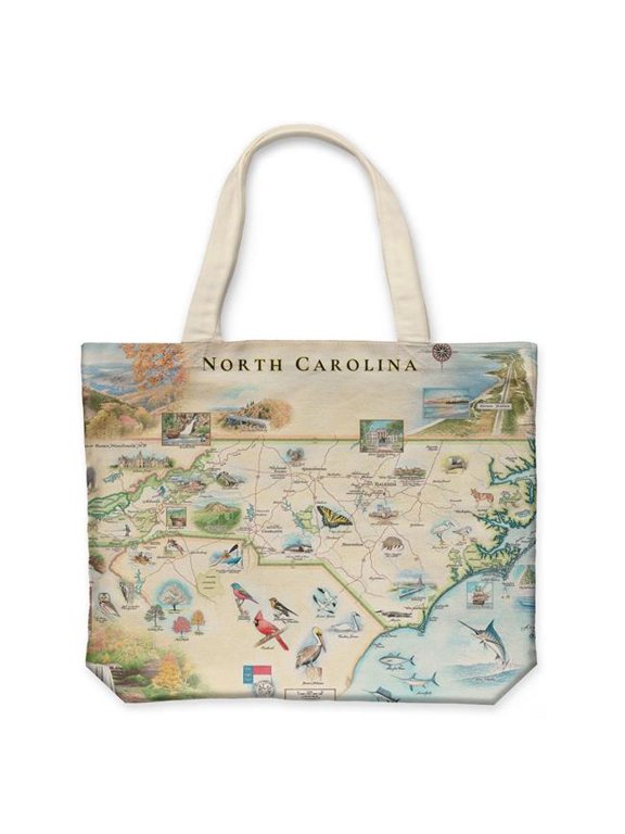 CTOTE_NC North Carolina Map Canvas Tote Bag
