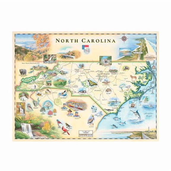 Xplorer Maps MAP_NC North Carolina State Hand-Drawn Map