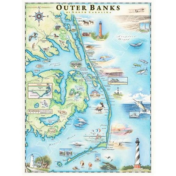 Xplorer Maps MAP_OBX Outer Banks Hand-Drawn Map