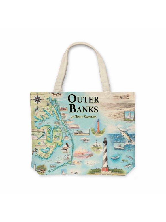 CTOTE_OBX Outer Banks Map Canvas Tote Bag