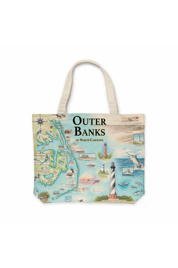CTOTE_OBX Outer Banks Map Canvas Tote Bag