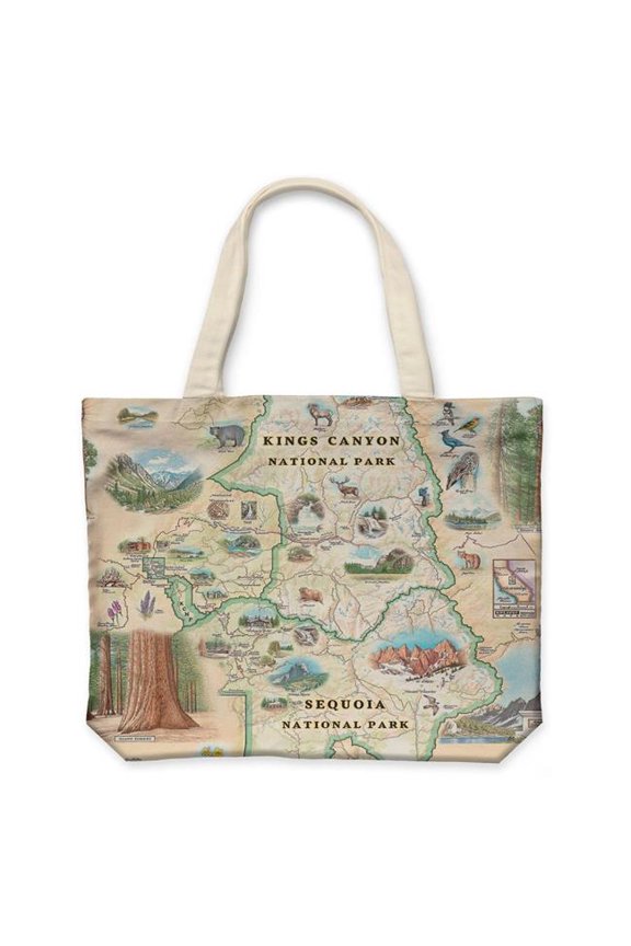 CTOTE_SKCNP Sequoia & Kings Canyon Map Canvas Tote Bag