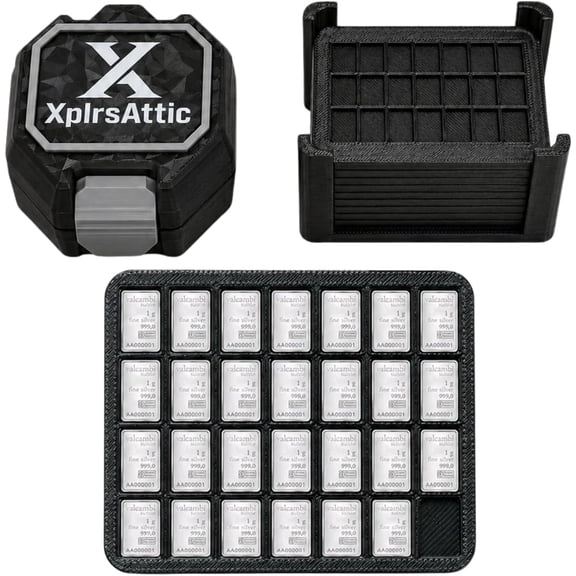 Explorer's Attic Bullion Bar Storage Case, CombiBar Organizer, Removable Trays, Display Holder for Collectors