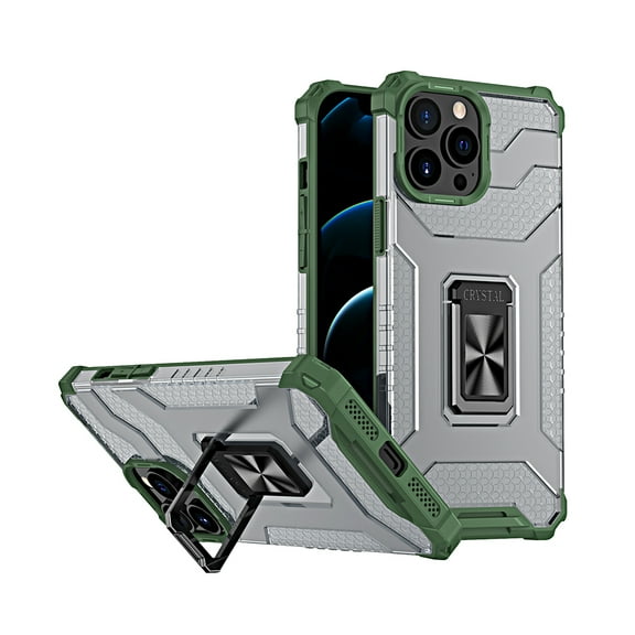 Xpm Case for Apple iPhone 13 (6.1") Rugged Hybrid Armor with Magnetic Kickstand Ring Holder Anti-Shock Corner & Camera Protection Cover for iPhone 13 - Green
